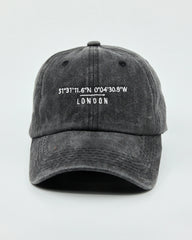 Front view of London Dark Gray Washed Cap