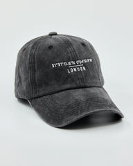 Side view of London Dark Gray Washed Cap