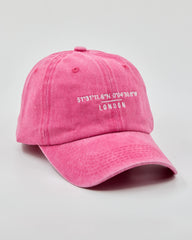 Side view of London Hot Pink Washed Cap