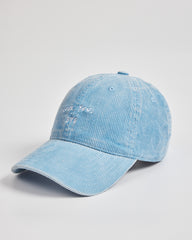 Love You Bye Baby Blue Corduroy Cap on a light gray background