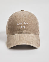 Front view of Love You Bye Beige Corduroy Cap
