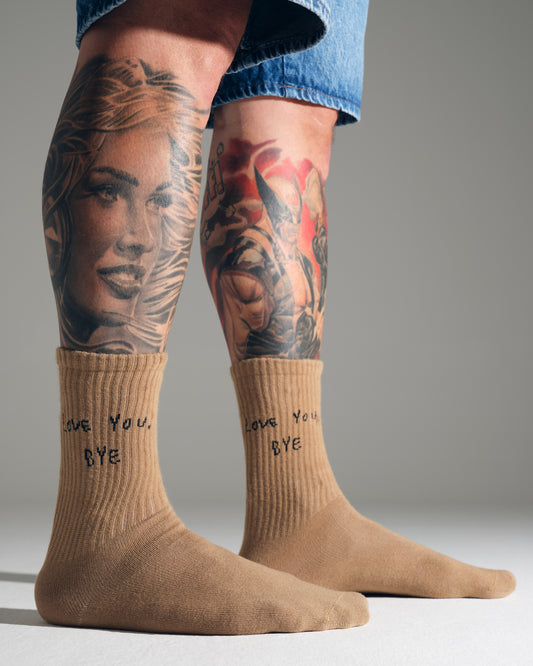Love You Bye Brown Socks