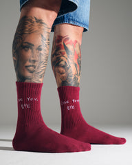 Love You Bye Burgundy Socks