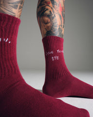 Love You Bye Burgundy Socks