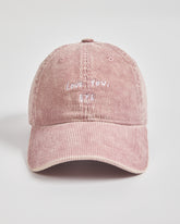 Front view of Love You Bye Dusty Pink Corduroy Cap