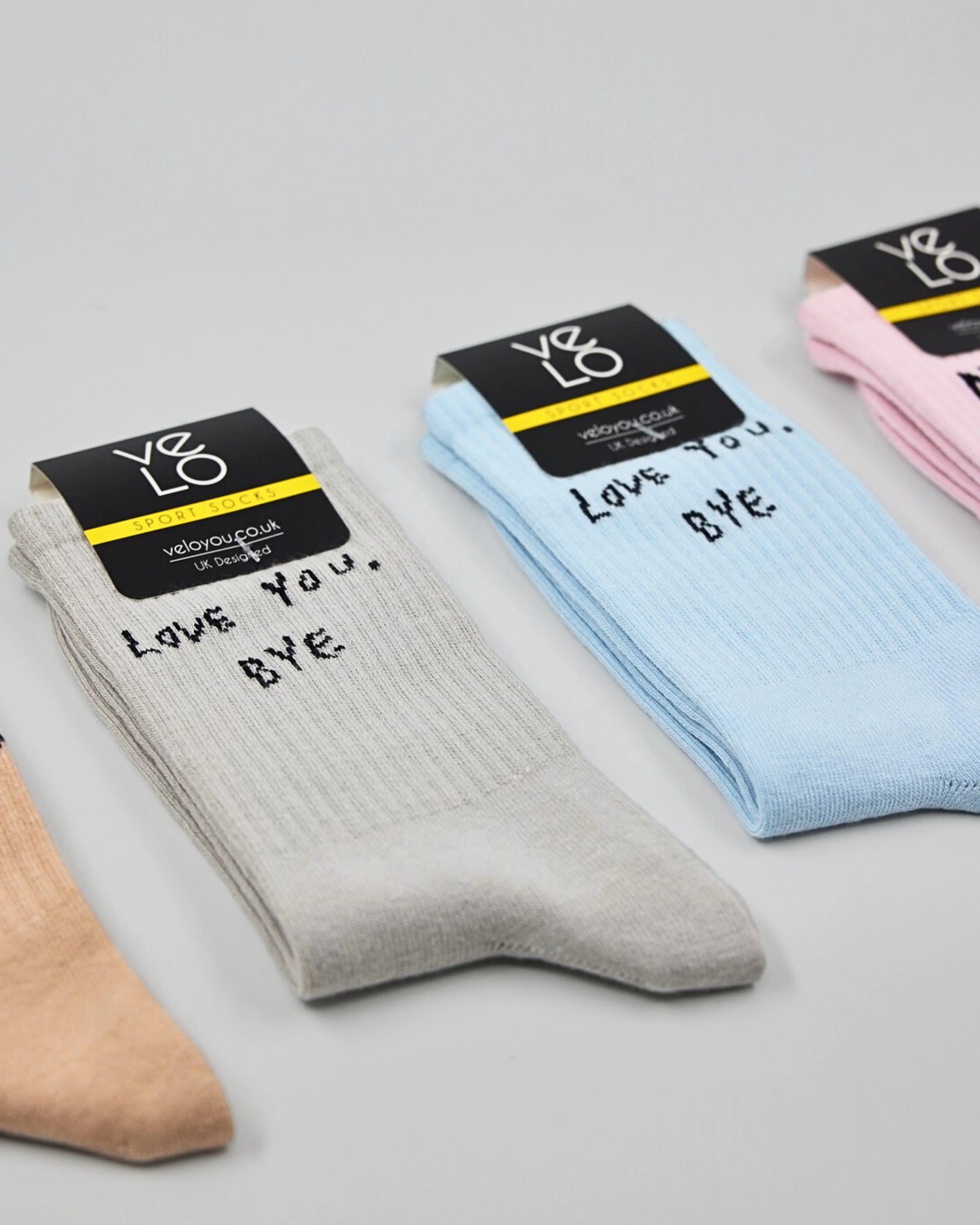 Love You Bye Light Gray Socks