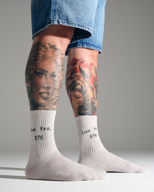 Love You Bye Light Gray Socks