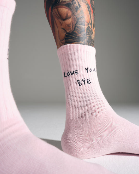 Love You Bye Light Pink Socks