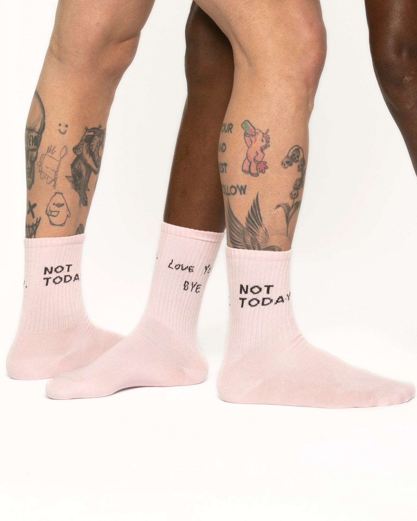 side view of Love You Bye Light Pink Socks