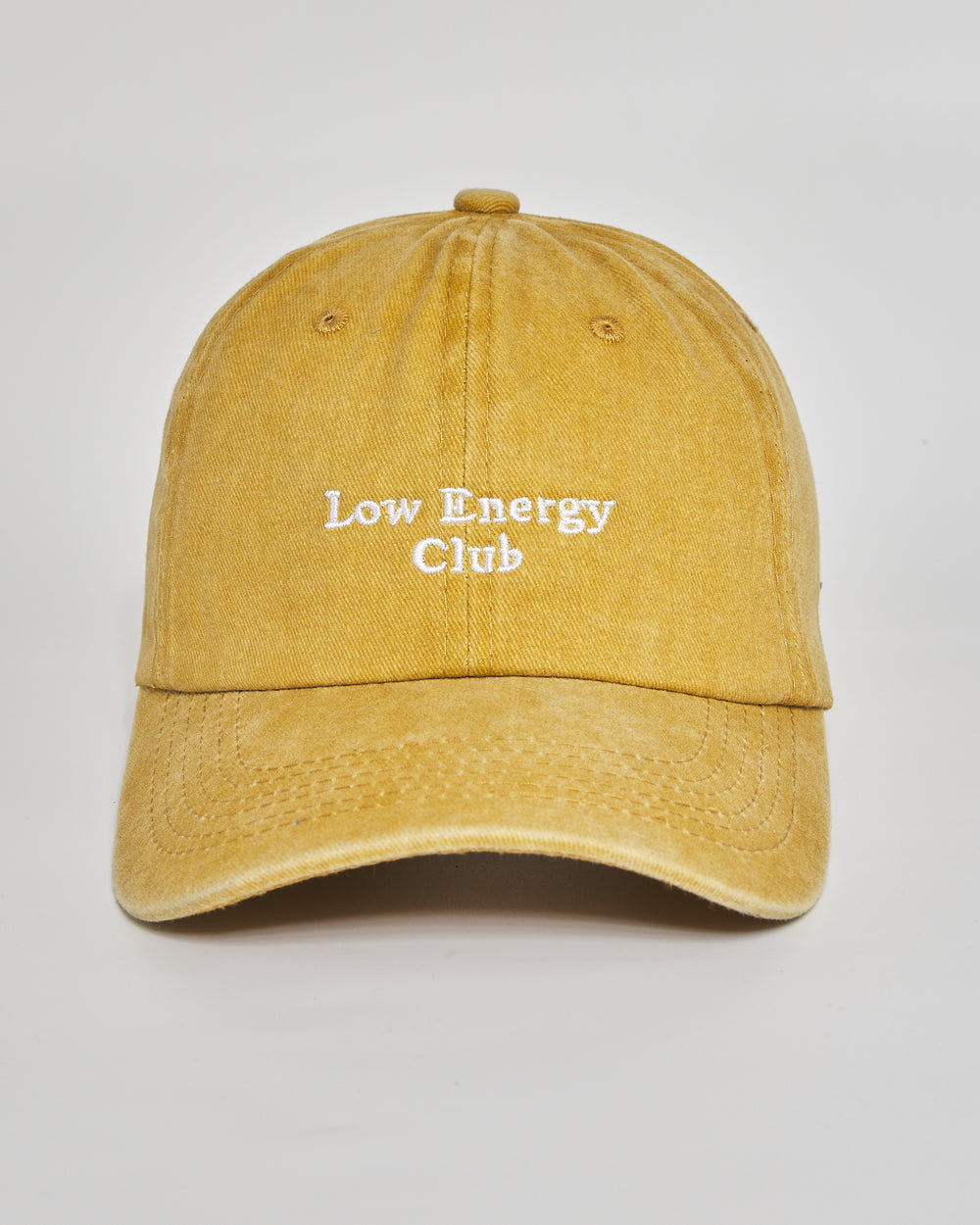 Low Energy Club mustard washed cap - front view
