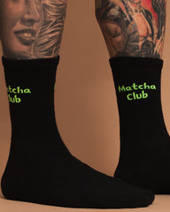 Side view of Matcha Club Black Socks