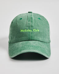 Front view of Matcha Club Green Washed Cap