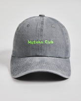 Front view of Matcha Club Grey Washed Cap