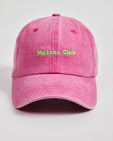Front view of Matcha Club Hot Pink Washed Caps