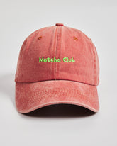 Front view of Matcha Club Orange Washed Cap