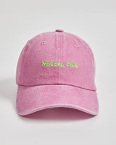 Front view of Matcha Club Pink Washed Caps