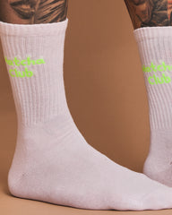 Side view of Matcha Club White Socks