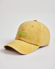 Side view of Matcha Club Mustard Yellow Washed Cap