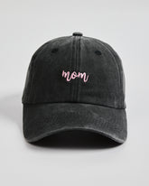 Front view of Mom Deep Black Washed Cap