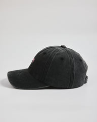 Mom Deep Black Washed Cap on a light gray background