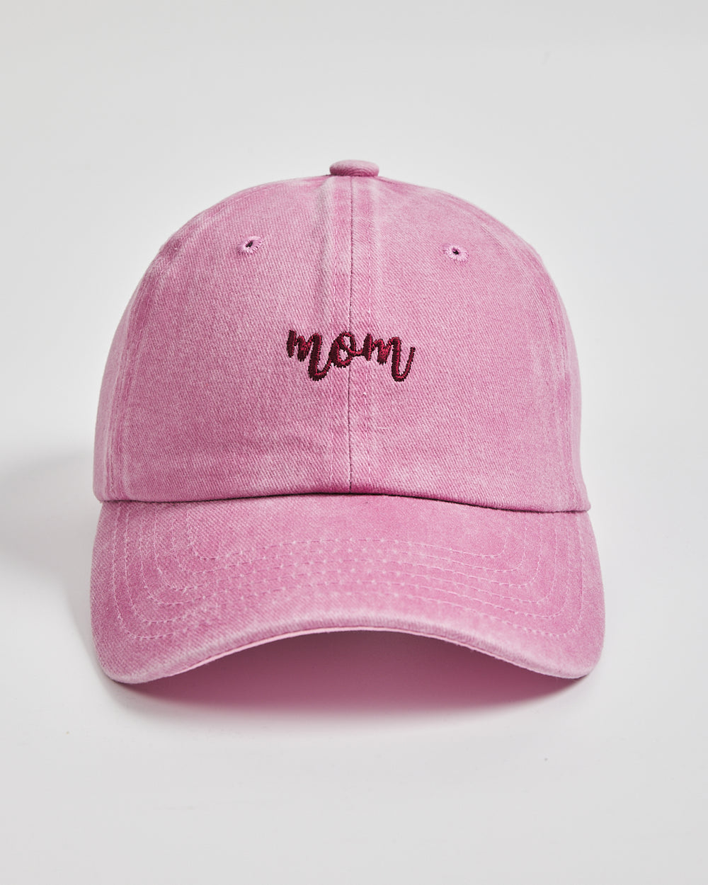 Front view of Mom Pink Washed Cap