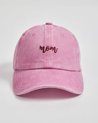 Front view of Mom Pink Washed Cap