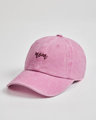 Side view of Mom Pink Washed Cap