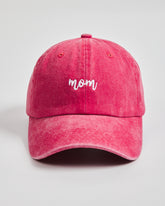 Front view of Mom Red Washed Cap