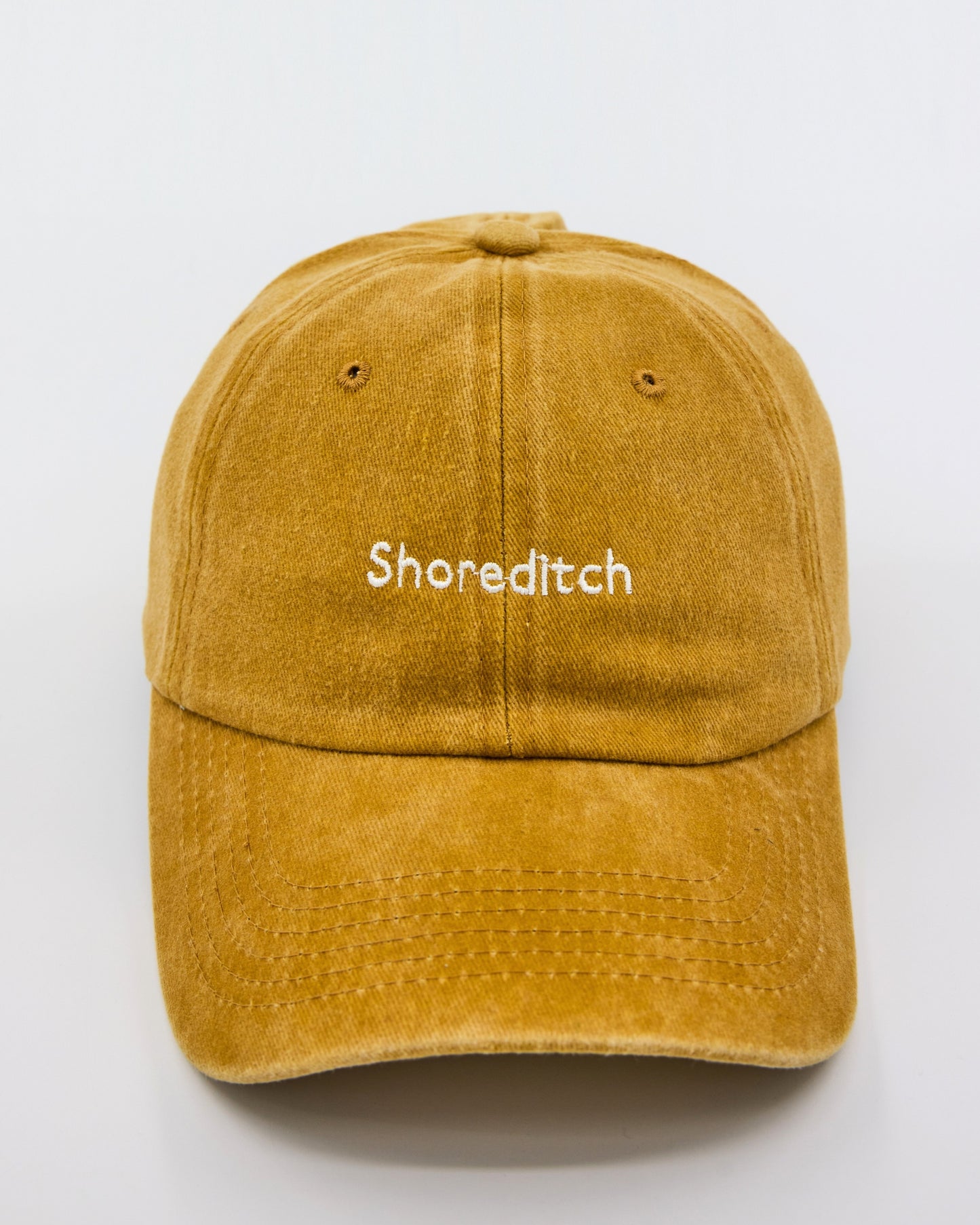front view of Shoreditch Mustard Washed Cap