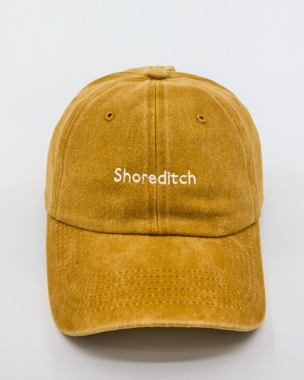 front view of Shoreditch Mustard Washed Cap