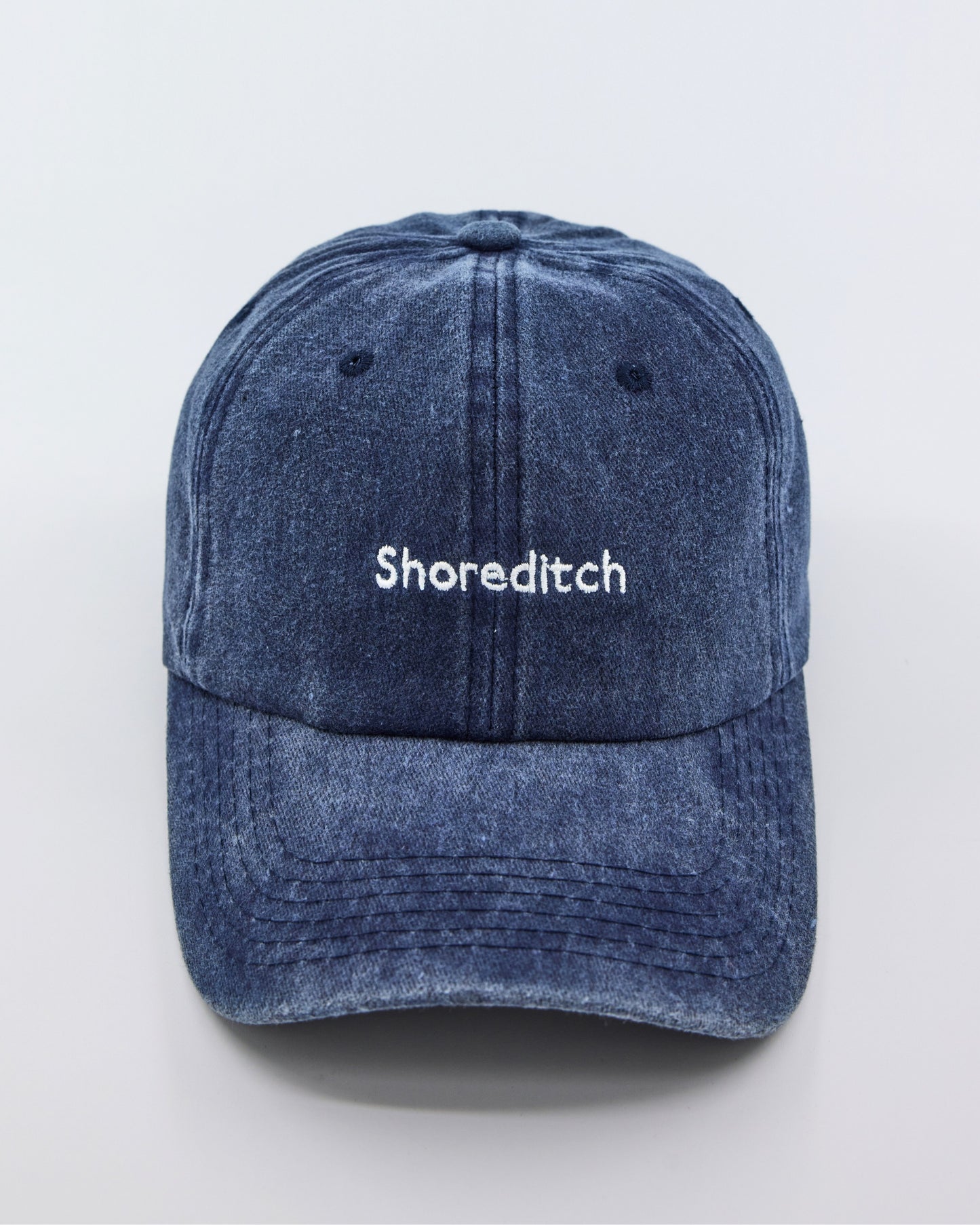front view of Navy Blue Shoreditch Washed Cap