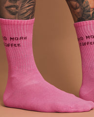 Close view of Need More Coffee Hot Pink Socks