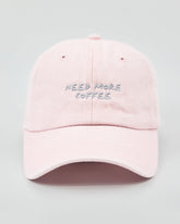 Front view of Need More Coffee Light Pink Washed Cap
