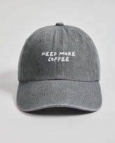 Front view of Need More Coffee Washed Grey Washed Cap