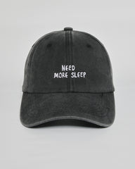 Need More Sleep black washed cap - front view