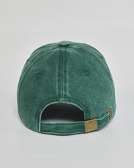 Need More Sleep forest green washed cap - back view