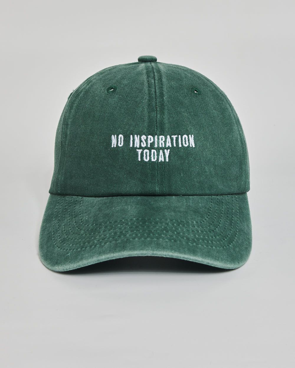 No Inspiration Today forest green washed cap - front view