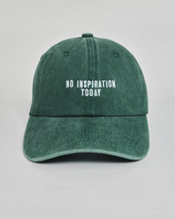 No Inspiration Today forest green washed cap - front view