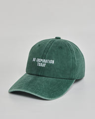 No Inspiration Today forest green washed cap - side view