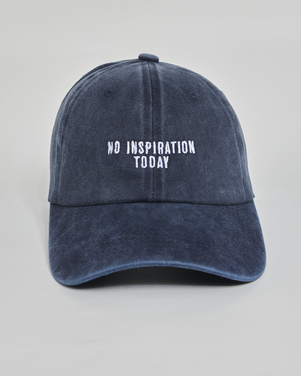 No Inspiration Today navy washed cap - front view