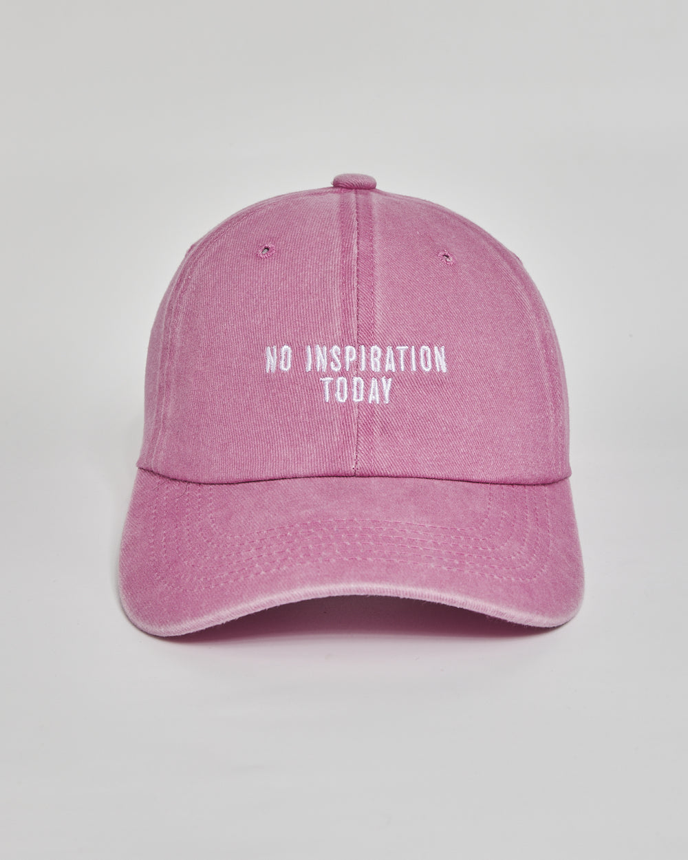 No Inspiration Today pink washed cap - front view