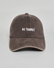 No Thanks brown washed cap - front view