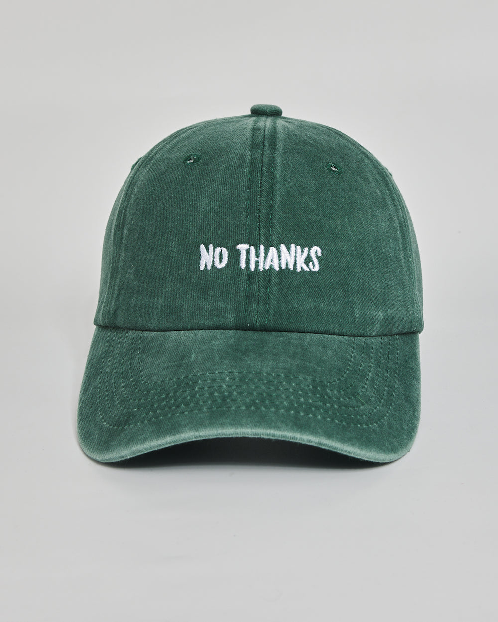 No Thanks forest green washed cap - front view