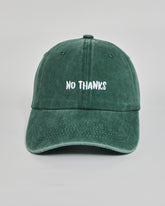 No Thanks forest green washed cap - front view