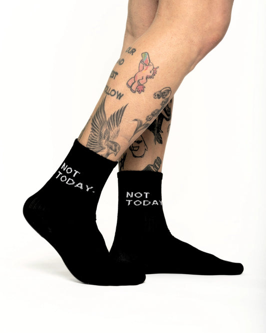 side view of Not Today Black Socks
