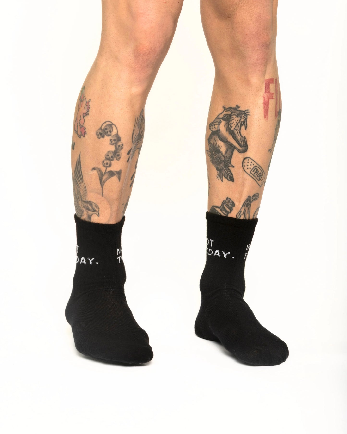 front view of Not Today Black Socks