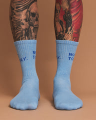 Front view of Not Today Blue Socks