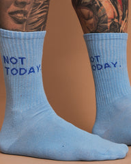 Close view of Not Today Blue Socks
