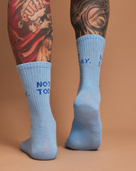 Back view of Not Today Blue Socks