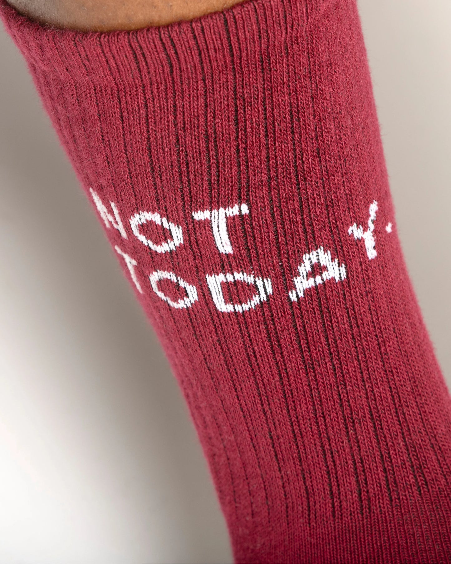 close view of Not Today Burgundy Socks